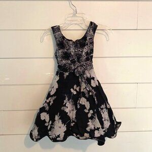 MOM & ME Black, Grey, and White Baby Dress with Tie Flower, Zipper 18mos